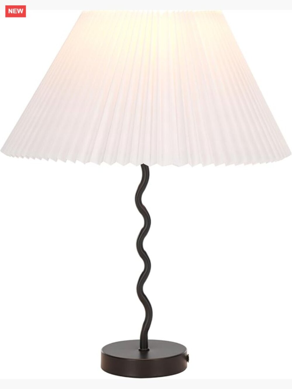 Contemporary 22" Table Lamp with LED Bulb, Pleated Shade for Bedroom, Living